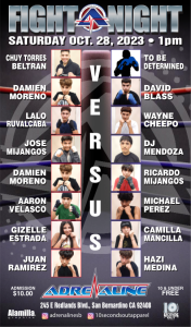 Fight Night Saturday October 28, 2023, San Bernardino, CA.