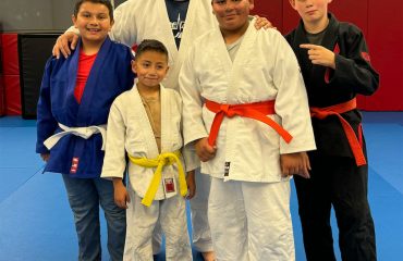 Paul Rodriguez celebrates his Judo promotion with Sensei Jesse Duran